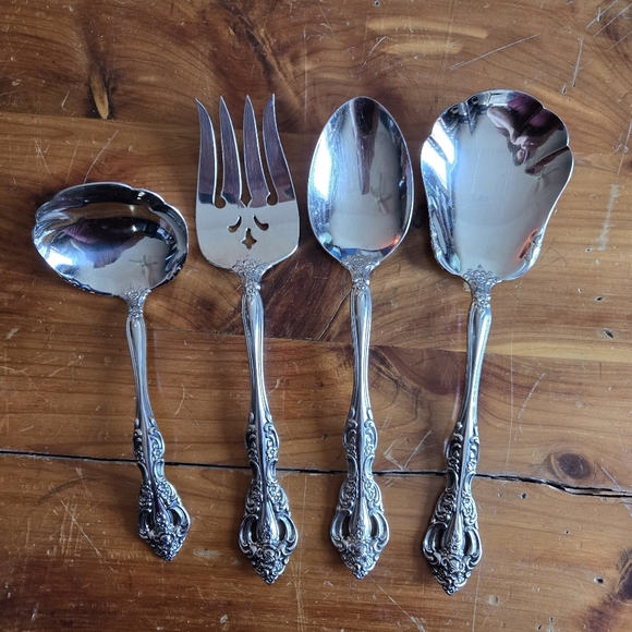 Oneida Michelangelo Serving Set of 4 pieces ladle slotted meat fork large spoons - Picture 1 of 6